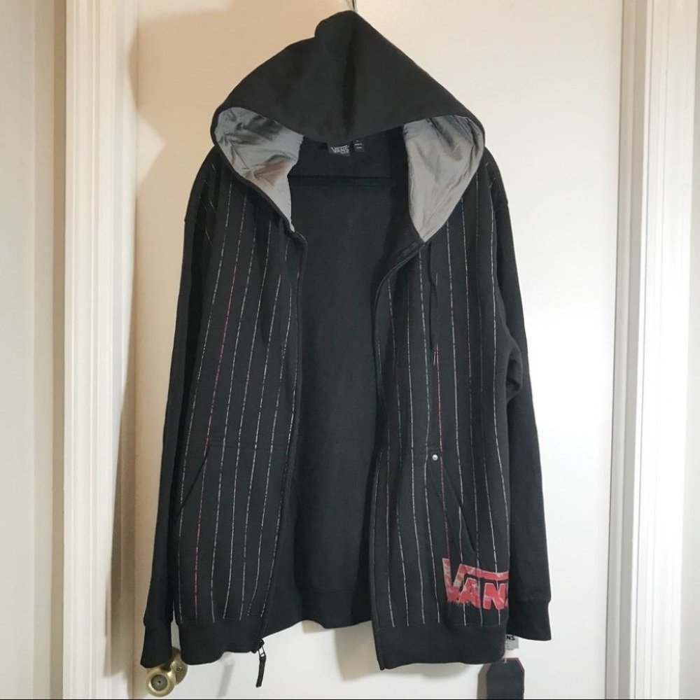 VANS LOGO HOODIE FULL ZIP Black JACKET With Pockets MEN'S SIZE XL NEW NWT - Picture 4 of 16